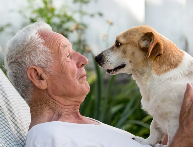 Older man with his dog